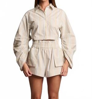 NEW HEVRON raquel top in beige stripe
